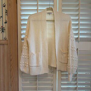 Madewell white bubble sleeve knit cardigan
